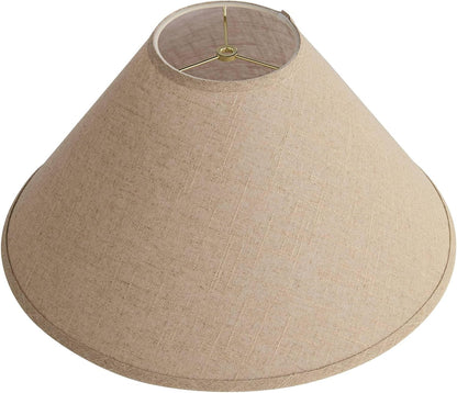 Pre-Assembled Laine Fine Extra Large Burlap Empire Shade 6X19X12 (Spider) | 6" Top X 19" Bottom X 10.5" High X 12" Slant Replacement for Table + Floor Lamps Harp + Finial9