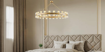 48 Inch Gold Wagon Wheel Chandelier with Crystal Shade, 48 Lights, Large round Modern Farmhouse Style, Perfect for High Ceiling, Dining Room, Kitchen, Entryways, Foyer9