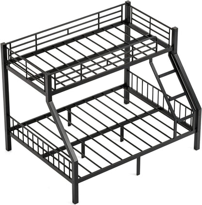 Twin XL over Queen Bunk Bed, Heavy Duty Bed Frame with Guardrails & Ladder8