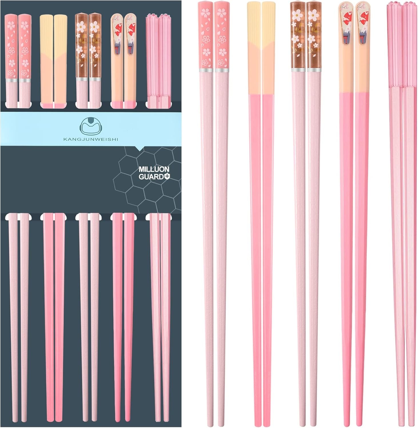 5-pairs-pink-fiberglass-chopsticks-non-slip-reusable-food-safe-heat-resistant-to-356-f-dishwasher-safe-lightweight-ergonomic-grip-unique-family-set-ideal-for-sushi-ramen