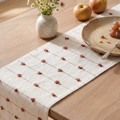 Caramel Boho Farmhouse Cotton Woven Table Runner, Seasonal Fall Kitchen Dining Table Decoration for Home Party Decor 12X90 Inch5