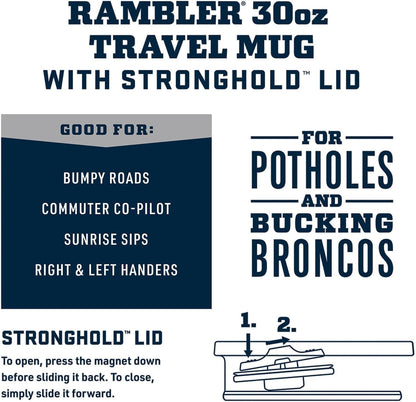 Rambler 30 Oz Travel Mug, Stainless Steel, Vacuum Insulated with Stronghold Lid2