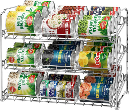 3-Tier Stackable Can Organizer Rack Hold 36 Cans, Chrome1