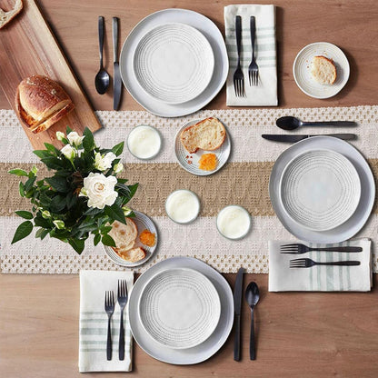 Boho Table Runner with Tassels 72 Inches Long Farmhouse Rustic Table Runner Macrame Burlap Table Decoration for Home Decor Living Room Bridal Shower, Single Striped (12X72 Inches)5