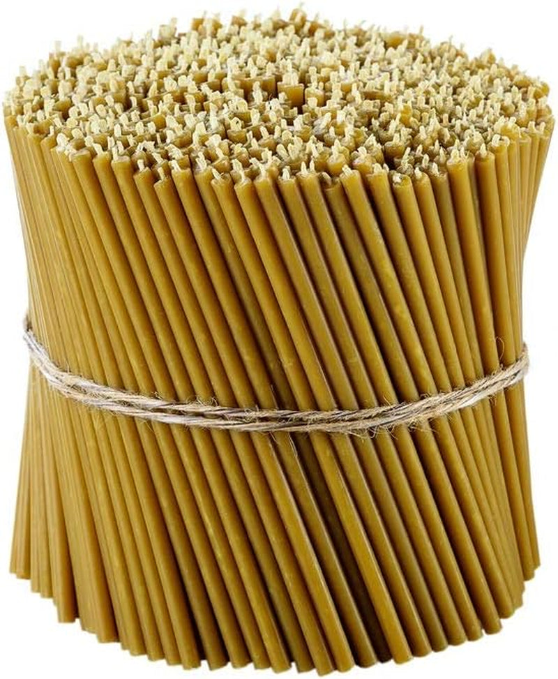 pure-beeswax-candles-honey-scented-decorative-thin-taper-candles-ideal-for-birthday-decoration-or-church-prayers-drip-free-tall-smokeless-pack-of-50-pcs-6-3-x-0-2-inch