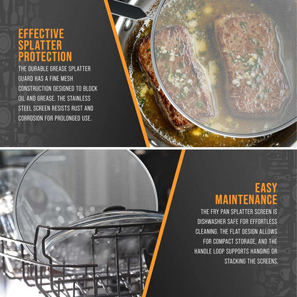 4-Piece Stainless Steel Splatter Guard Set (13", 11.5", 10",8”) Fine Mesh Cover, Grease & Oil, Splatter Screen for Frying Pan, Cooking Pots, with Comfort Grip Handles5