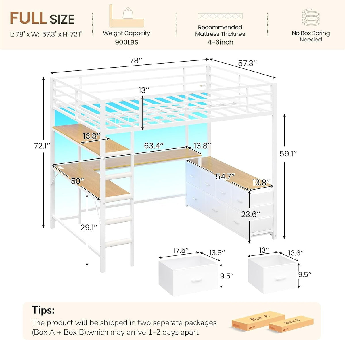 loft-bed-full-size-with-u-shaped-desk-7-storage-drawers-and-charging-station-metal-full-loft-bed-with-led-lights-and-2-tier-storage-shelves-loft-full-bed-with-safety-guardrail-and-ladders-white