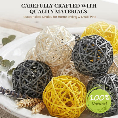 24PCS Yellow Decorative Balls for Bowl Centerpiece, 2 Inch Rattan | Bowl Fillers, Wicker Twig Orbs Spheres for Yellow, Kitchen Home Decor Vase Table Scatters6