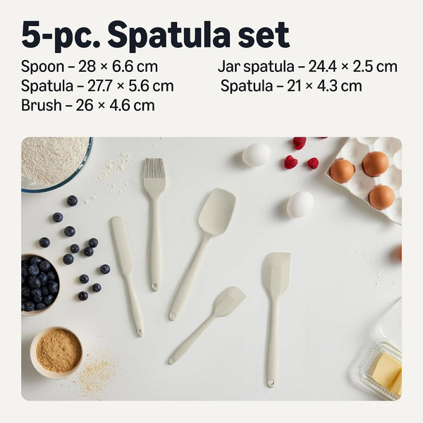 Silicone Spatulas, 5-Piece Set, Heat-Resistant, Food-Grade, Bpa-Free, Non-Slip Handle, Safe for Nonstick Cookware, Dishwasher-Safe, Linen Gray2