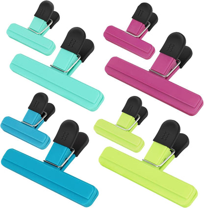 Chip Clips, 8 Pack Food Clips, Upgrade Wide Open Bag Clips for Food Storage with Air Tight Seal Grip (4 X L, 4 X S)1