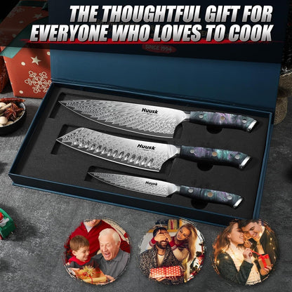 Japanese Knife Set 3 PCS - Stainless Chef Knife Set with Sheath2