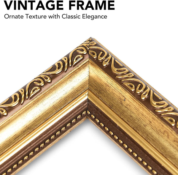 8X12 Vintage Picture Frame with 6X8 Mat, Elegant Retro 8 by 12 Photo Frame with Shatter-Resistant Plexiglass for Wall or Tabletop Display, Gallery Decor & Gift, Gold, 1 Pack6