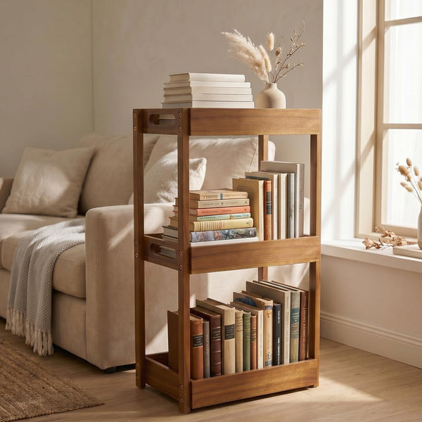 3-Tier Corner Standing Acacia Wood Shower Caddy Organizer2