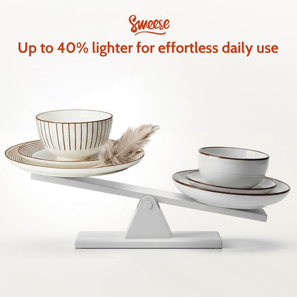 18Pcs Lightweight Porcelain Dinnerware Set for 6, Stripe Neutral3