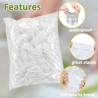 200 Bowl Covers for Bread Proofing - Medium Plastic Wrap for Food | Stretch Elastic Food Cover for Outside, Reusable Shower Caps for Sourdough Bread Starter Basket, Baking Essential Supplies3