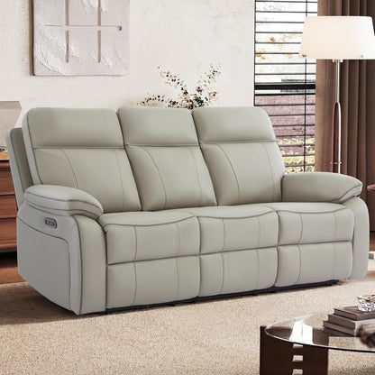 3 Seater Reclining Sofa with Drop down Table, Breathable Leather Electric Reclining Couch Wall Hugger Recliner with Cup Holder/Usb/Type C for Living Room Furniture(Gray, 3 Seater)1