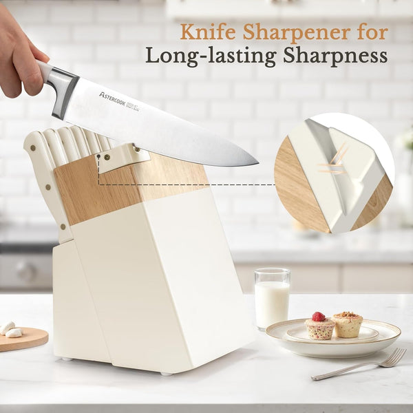 21 Pcs Pots and Pans Set Non Stick with 14-Piece Full Tang Kitchen Knife Set with Block Sharpener9