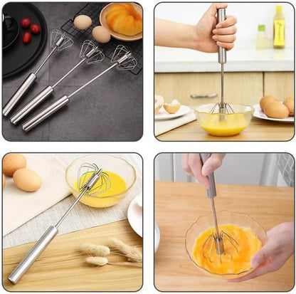 Handheld Mixer, Stainless Steel Semi-Automatic Whisk, Rotating Semi-Automatic Egg Beater, Hand Push Mixer Stirrer Tool for Cooking Kitchen Home Egg Milk7