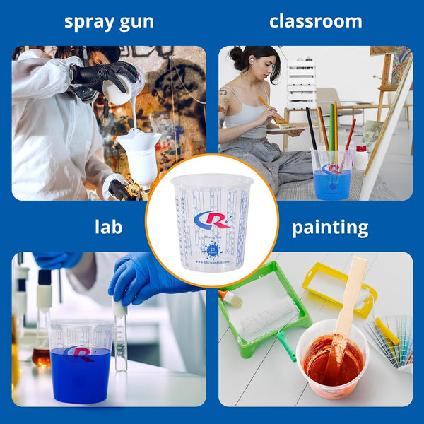 Paint Mixing Cup 20 Ounce, Accurate Measurements in Ratios and OZ. and ML, 12PCS Plastic Graduated Measuring Cups for Paint, Resin, Epoxy, Acrylic, Pigments, Art2