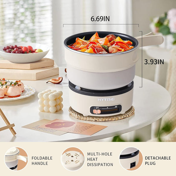 2L Electric Pot, Portable Hot Pot Electric with Foldable Handle | Non-Stick Pot, Dual Power, Ramen Cooker for Oatmeal, Steak & Pasta, Overheat & Boil-Dry Protection, Portable for Camp & Dorm6