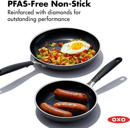 OXO Nonstick 8” and 10” Frying Pan Set, Pfas-Free Ceramic Skillets, Dishwasher & Oven Safe, Stay-Cool Silicone Handle2