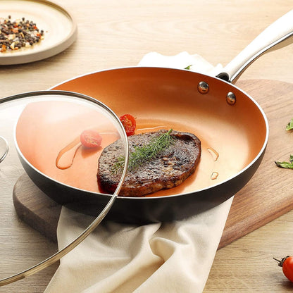 Frying Pan with Lid, Nonstick 8 Inch Frying Pan with Ceramic Titanium Coating, Copper Fry Pan with Lid, Small Fry Pan 8 Inch, Nonstick Fry Pans6
