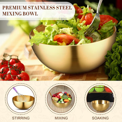 6 Pcs Gold Mixing Bowls Stainless Steel Mixing Bowl Decorative Gold Esthetician Bowls Metal Serving Bowl for Facial Cereal Rice Noddle Fruit Kitchen Party Cooking Baking Prepping(5.9 Inches)4