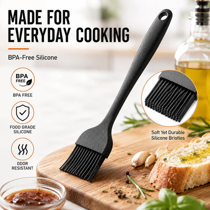 Silicone Basting Pastry Brush for Baking Bbq Spread Oil Butter | 2 Pack Cooking Kitchen Brushes, Heat Resistant BPA Free, Dishwasher Safe7