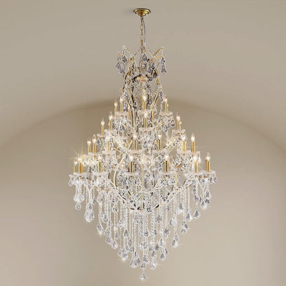 44-Lights Large Crystal Chandelier for High Ceilings, Brass Chandelier Modern Light Fixture Maria Theresa Chandeliers for Foyer Entryway Staircase Living Lobby, H75.2 X D49.2-Included Bulbs1