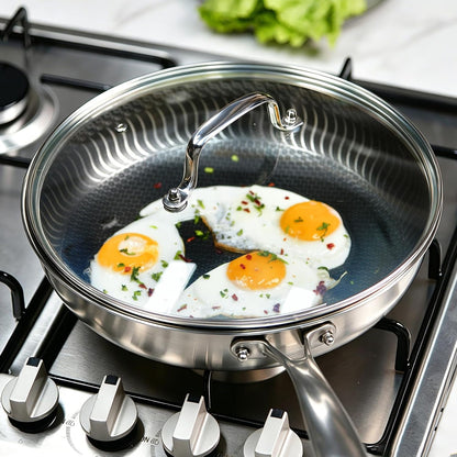 13 in Glass Lid with Stainless Steel Handle for Frying Pan, Tempered Replacement Cover Compatible for Skillets, Wok, round Cast Iron, Cast Aluminium, Stainless Steel Pans & Pots (317Mm-332Mm)2