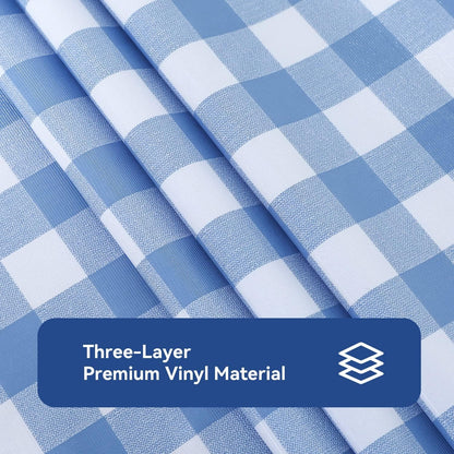Rectangle Vinyl Tablecloth, 100% Waterproof Buffalo Gingham Plastic Table Cloth, Heavy Duty Wipeable Checkered Table Covers for Outdoor, Camping, Picnic, Patio - 54 X 78, Light Blue6