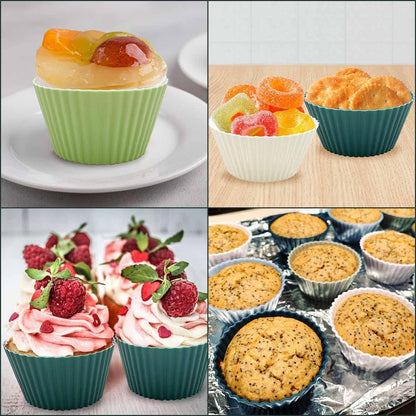 24 Pack Silicone Baking Cups Reusable Muffin Liners Non-Stick Cup Cake Molds Set Cupcake Silicone Liner Standard Size Silicone Cupcake Holder Silicon Cups for Baking Bpa Free (4 Colors)2