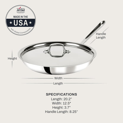 All-Clad D3® Stainless Steel 12 Inch Frying Pan with Lid- Made in the USA- the Original Bonded Professional Cookware- Oven Safe & Induction Compatible2