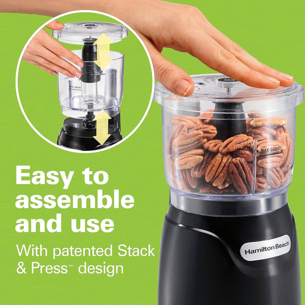 3 Cup Electric Vegetable Chopper & Mini Food Processor | Simple Stack & Press Design | 350 Watts & Stainless Steel Blades for Dicing, Mincing & Puree | Dishwasher Safe | Black2