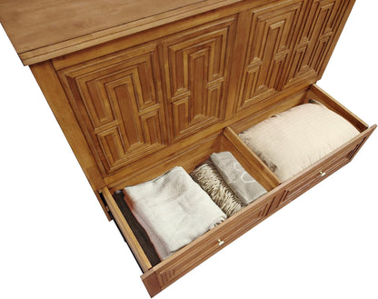Pompei Murphy Cabinet Chest Bed with Charging Station 8 Inch, Queen (Blonde Oak)7