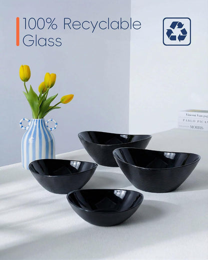 Oval Serving Bowls Set of 4, 15/20/43/66 OZ Black Opal Glass8