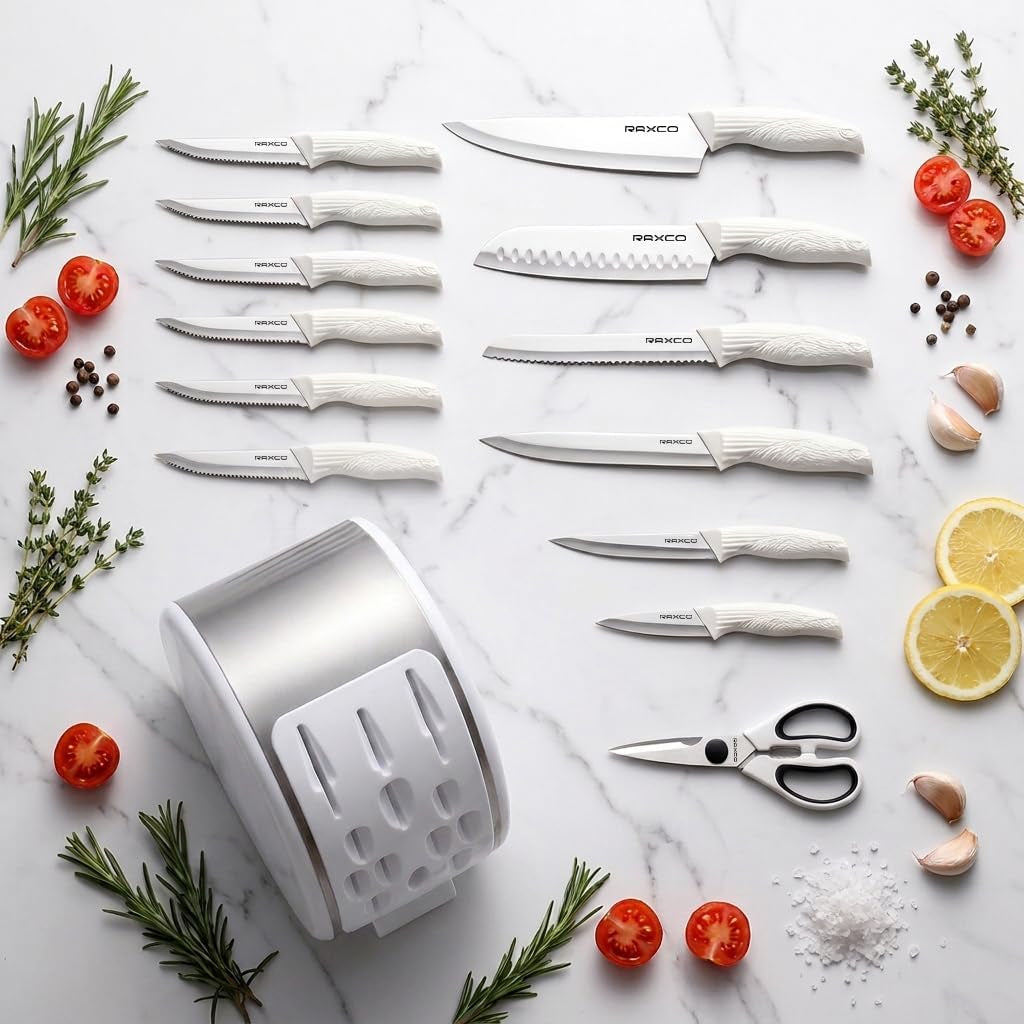 15-piece-white-knife-set-with-block-built-in-sharpener-dishwasher-safe-cutlery-set-includes-6-chef-knives-6-steak-knives-scissors-non-stick-anti-rust-coating-ergonomic-grips