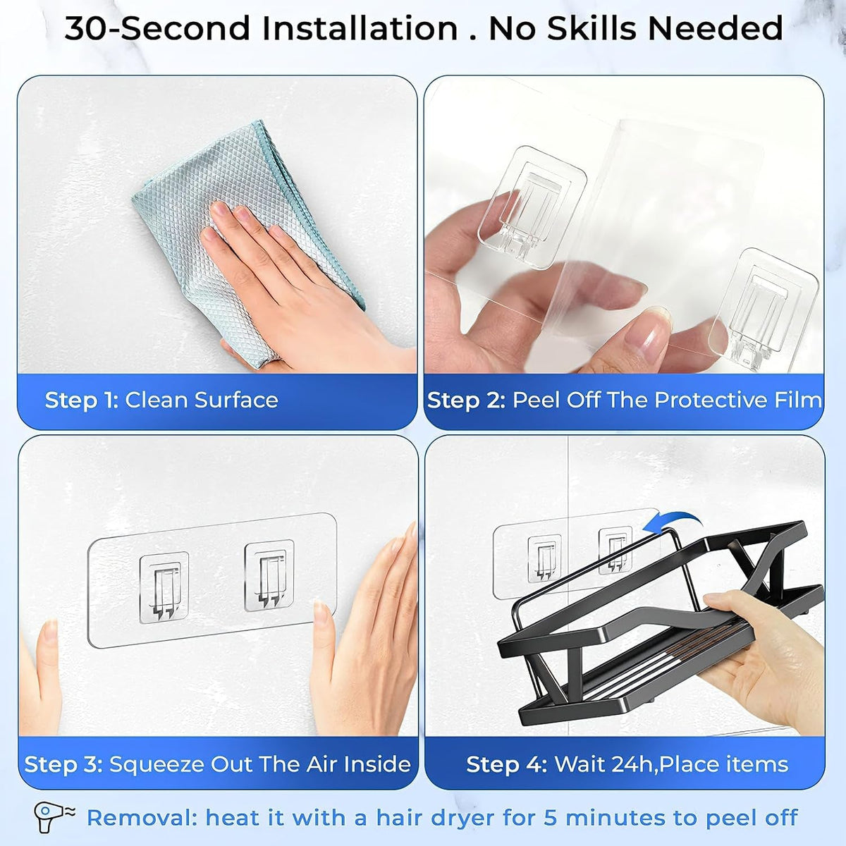 shower-caddy-adhesive-replacement-hooks-heavy-duty-waterproof-strips-no-drilling-for-bathroom-shelves-kitchen-racks-and-soap-holders-transparent-8pack-2hook