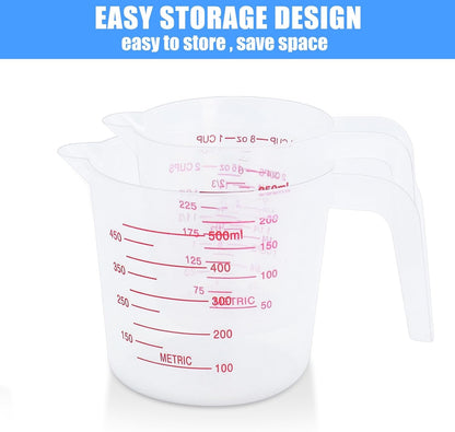 2 Pack Measuring Cup Set, 250Ml (1-Cup) and 500Ml (2-Cup) | Plastic Liquid Measuring Cups- Baking, Cooking, Mixing & Measuring Cups, Essential Kitchen Tools3