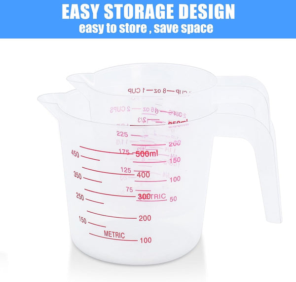 2 Pack Measuring Cup Set, 250Ml (1-Cup) and 500Ml (2-Cup)3