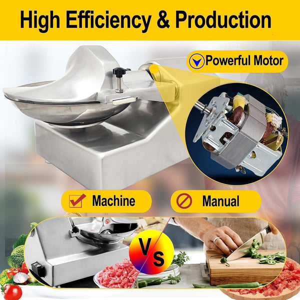 110V Commercial Food Processor, 8L Electric Food Chopper Vegetable Cutter, Meat Grinder, Meat Bowl Cutter Chopper Machine for Vegetables, Grain, Nuts, Ginger, Garlic6