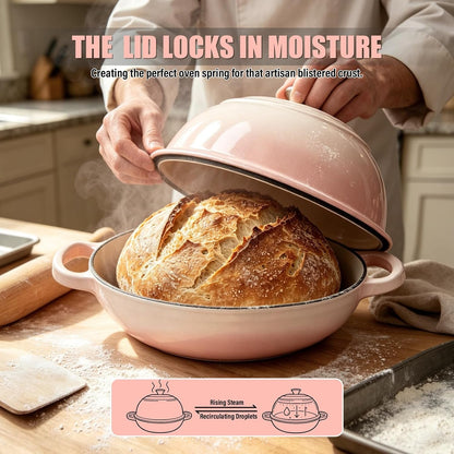 Cast Iron Bread Dutch Oven 6QT Cream Enameled with Lid | Even Heat and Steam for Crispy Crust, Easy-Release Enamel, All Stovetops, Safe to 500F, for Sourdough and Artisan Bread2