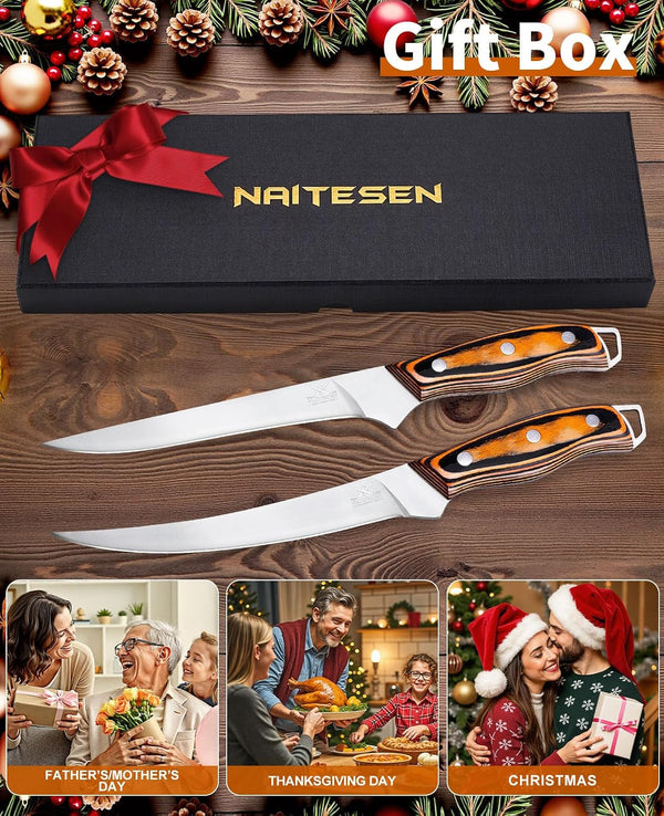 Professional Boning Knife and Fillet Knife Set 2 with Gift Box6