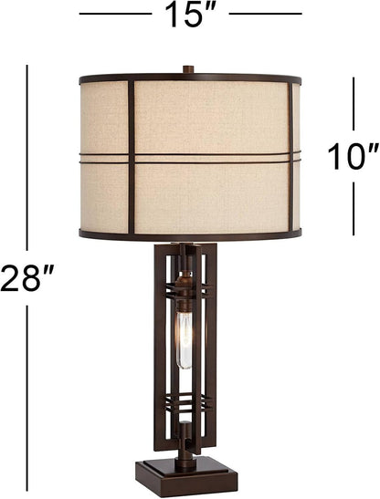Trenton 28" Tall Table Lamp Night Light Bronze Brown Industrial4