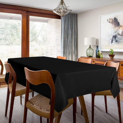 2 Pack Black Tablecloths 60X102 Inch for 6 Feet Rectangle Tables | Stain and Wrinkle Resistant Washable Polyester Table Cover for Dining Tables, Wedding Buffet Parties and Camping3