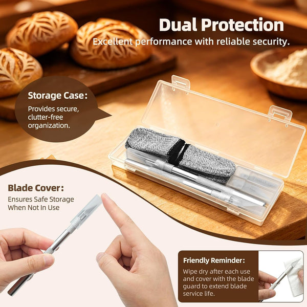 2 Pcs Bread Lame Sourdough Scoring Tool for Bread Baking Bread Scorer Dough Scoring Tool for Homemade Sourdough Bread Scoring Tool Set with 10 Replacement Blades & 1 Storage Case4