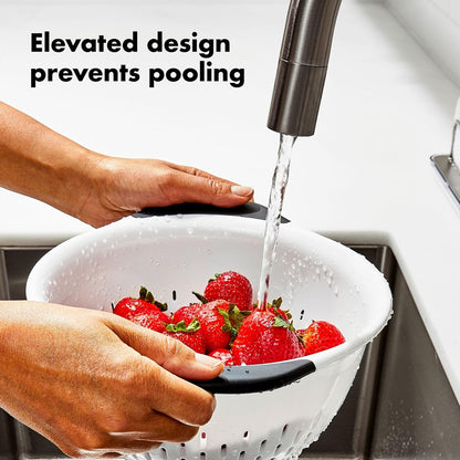 OXO Good Grips Plastic Strainer - 3 Qt Capacity, White | for Pasta and Vegetables, Colander, Non-Slip Feet, Soft Handles, Dishwasher Safe, Stable Draining9
