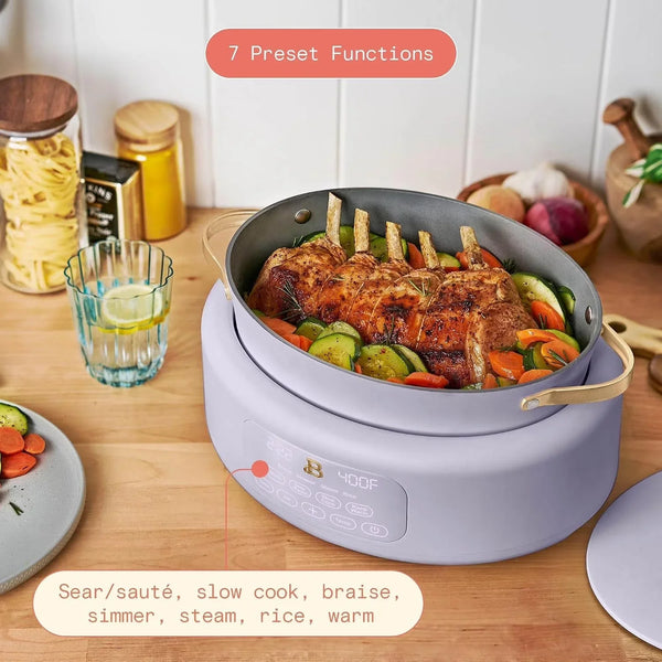 LUGBAR Beautiful 10 in 1, 6 Qt Electric Multi-Cooker Drew Barrymore (Lavender)2