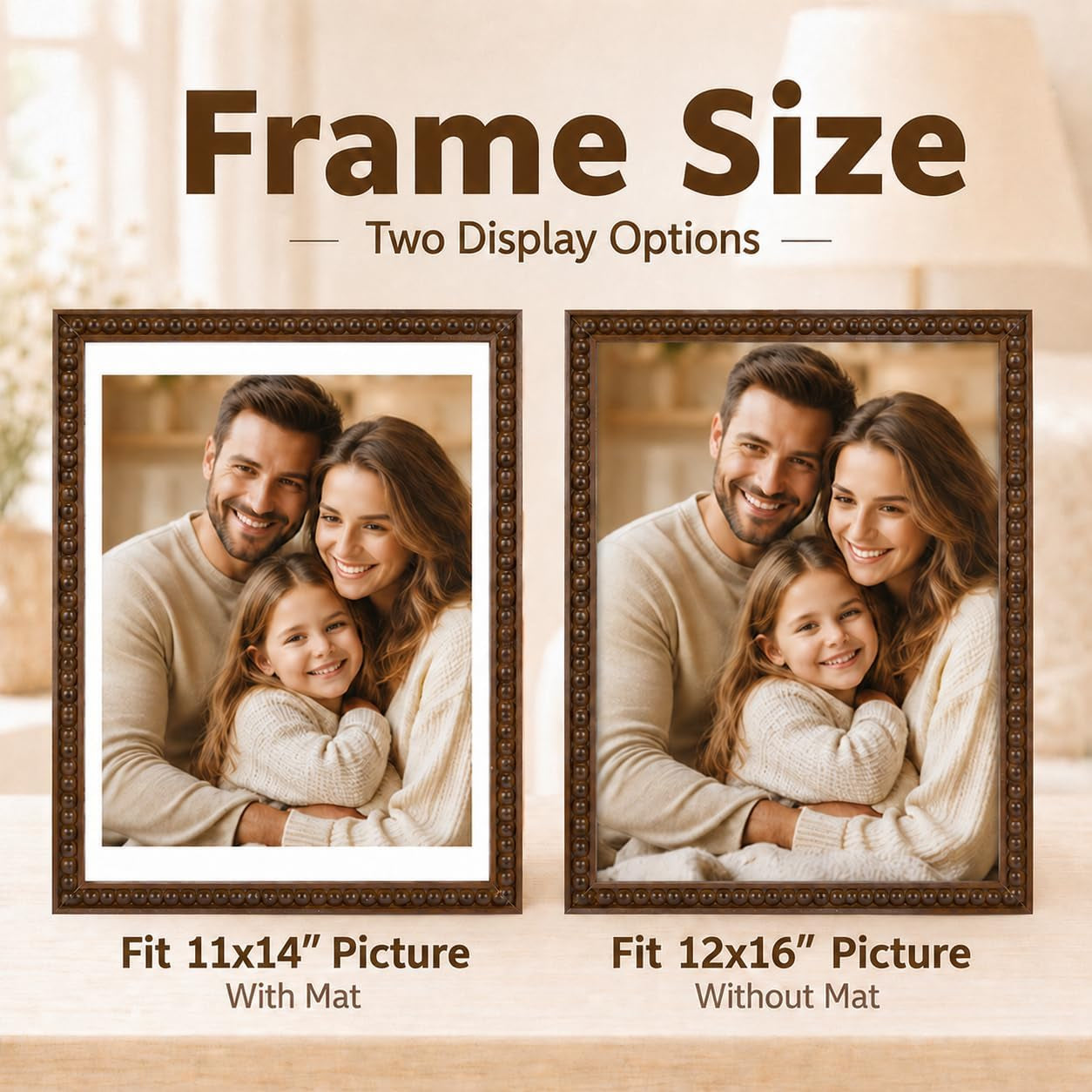 solid-wood-12x16-picture-frame-beaded-frame-with-11x14-mat-rustic-vintage-12-by-16-photo-frame-matted-with-plexiglass-for-wall-display-brown
