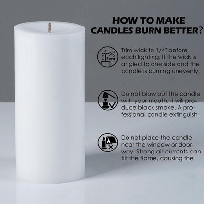 Pillar Candles White 6 Pack, 2.8X4 Inch Unscented Candle7
